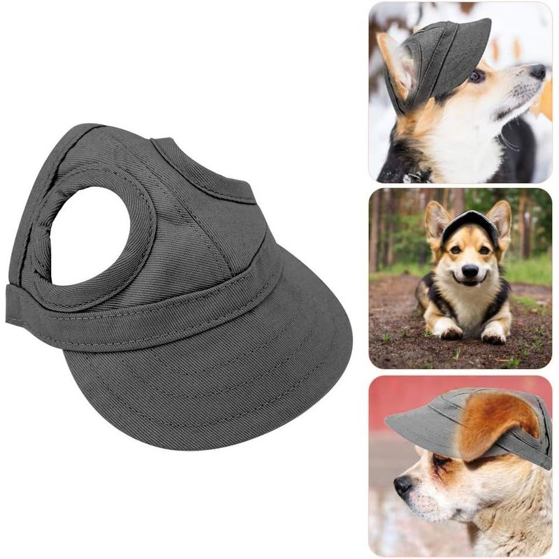 (S-Noir)Chien Chapeau De Sport Chat Casquette De Baseball Pour Animaux De Compagnie Extérieur De Sunbonnet À La Mode Chapeau De Soleil Réglable Rayure D'été Voyage Chapeau Avec Oreille Trous