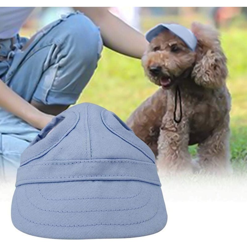 (S-Bleu)Chien Chapeau De Sport Chat Casquette De Baseball Pour Animaux De Compagnie Extérieur De Sunbonnet À La Mode Chapeau De Soleil Réglable Rayure D'été Voyage Chapeau Avec Oreille Trous
