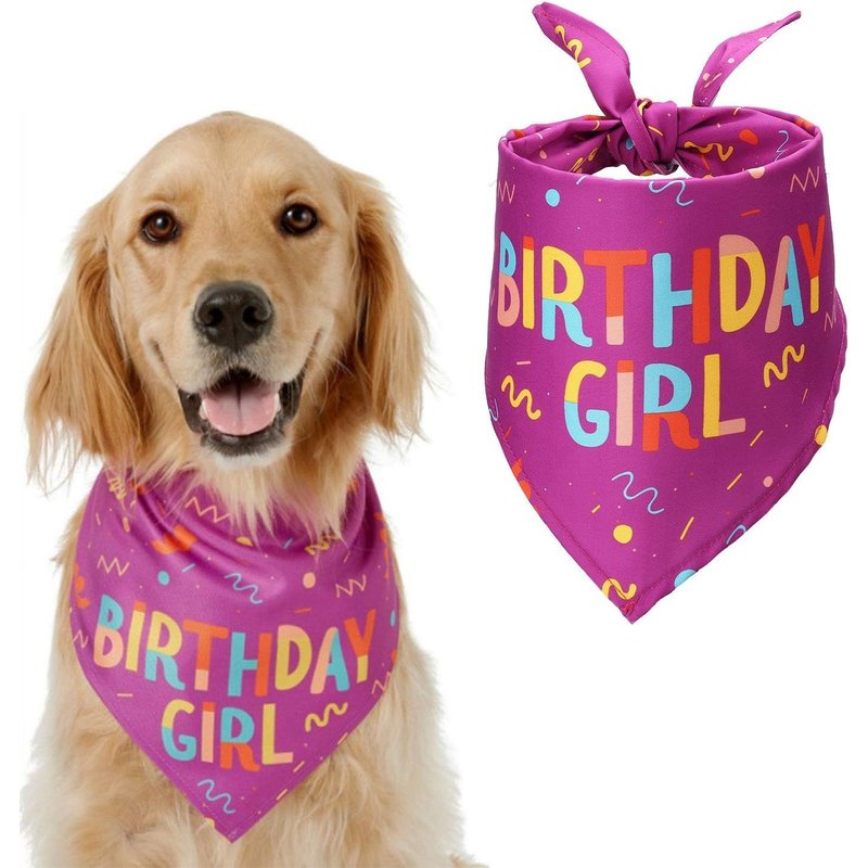 (Pourpre)Bandana Chien Pour Anniversaire,Écharpes Chien Chat Ajustable Foulard Triangle Décaration Pour Animaux De Compagnie Bavoir Petit Moyen Gros Chiens