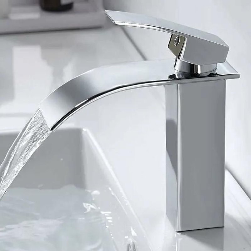 Robinet de salle de bain cascade moderne mitigeur en laiton eau chaude et froide chrom PZCC