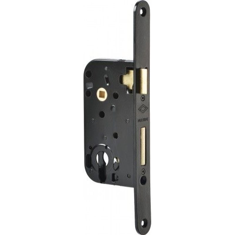 Serrure à larder Multibat axe 50 mm - têtière bouts ronds - réversible - larg 20 - noir JPM
