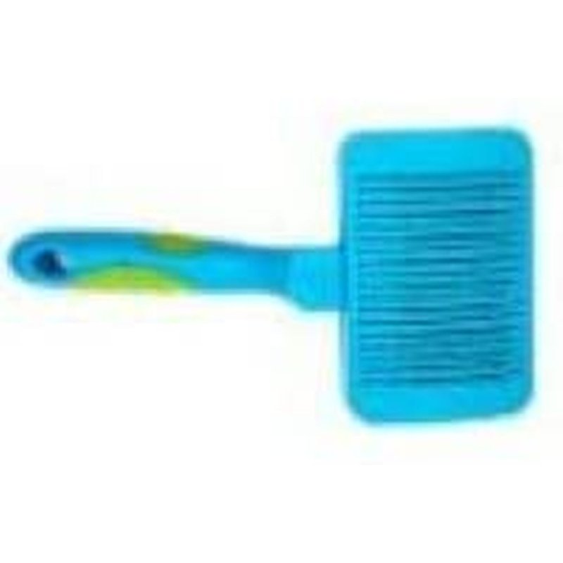 Brosse Carde Avec Bouton Poussoir Enlève-Poils, 17 X 8,5 X 5,5 Cm, Bleu Vert - Zamibo