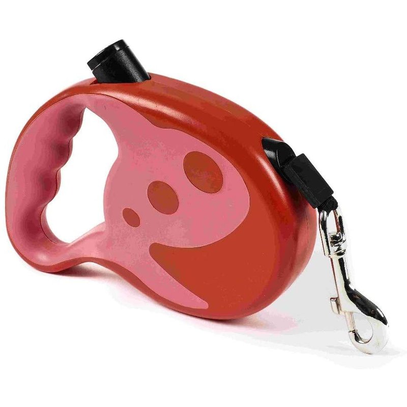 Laisse Avec Sangle Rétractable, Nylon 7 M, Poignée Pp, Pour Chien Maximum 35 Kg, Rouge - Zamibo
