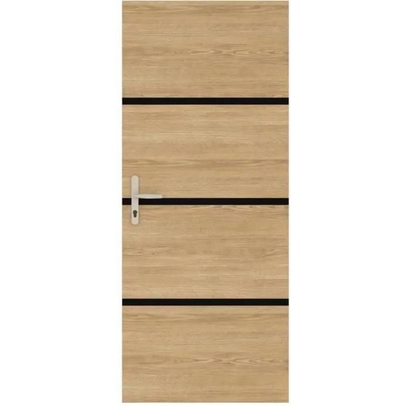 Kit de Rénovation de Porte - NORDLINGER PRO - 4 Feuilles 85 x 50 cm & 3 Profils Noirs 85 x 2 cm - Chêne Naturel