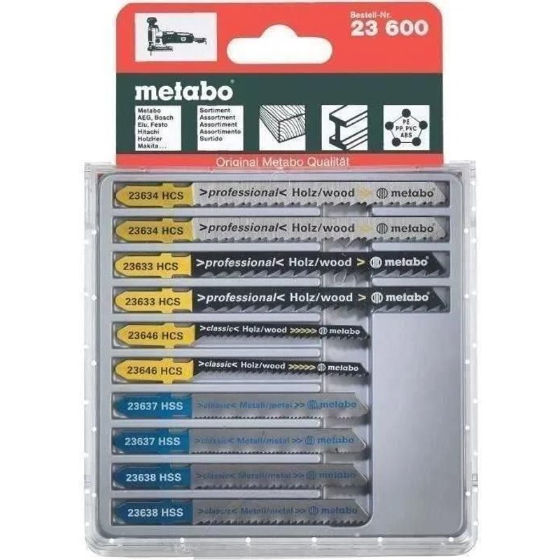 Metabo Assortiment 3 de lames de scies sauteuses, H+M+plast., 10 pièces