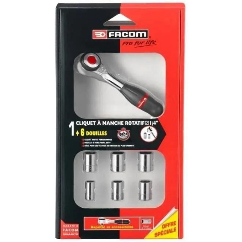 Kit cliquet à manche rotatif - Serrage 3/8" - FACOM