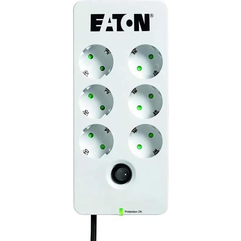Eaton Protection Box 6 DIN - Protection contre les surtensions - CA 220-250 V - 2500 Watt - connecteurs de sortie : 6 - blanc