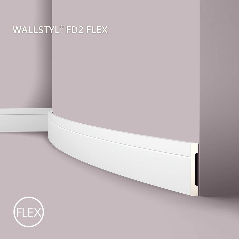 Plinthe NMC FD2 Flex WALLSTYL Noel Marquet Moulure décorative flexible Moulure en stuc design intemporel classique blanc 2 m