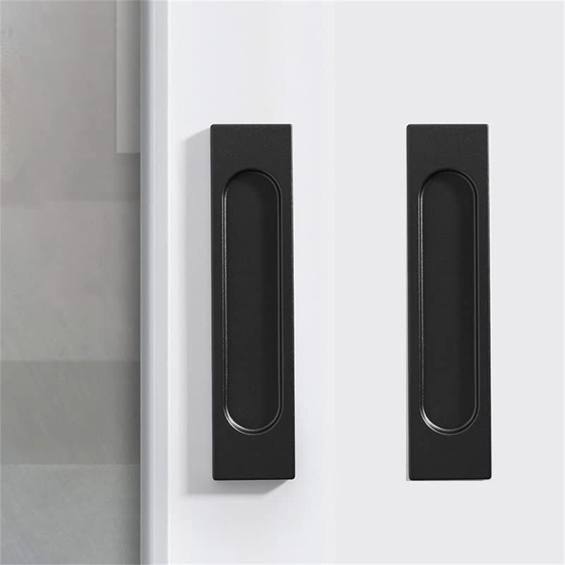 2 Pièces Poignées De Porte Coulissantes Auto-Adhésives Poignées Meuble Carrée En Alliage D'aluminium Sans Perforation Noir