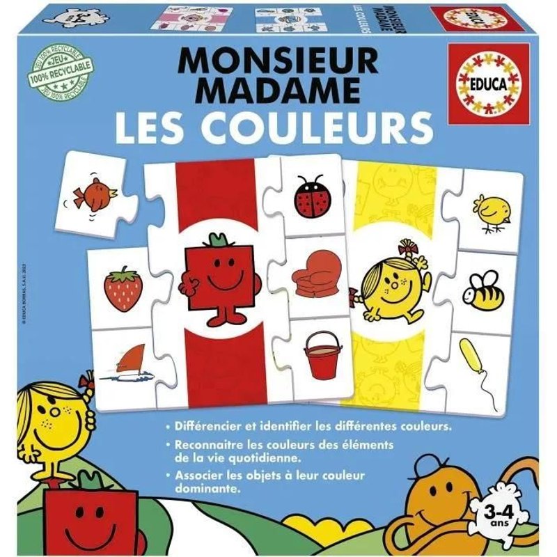 Jeu D'apprentissage - Educa - Monsieur Madame - Les Couleurs