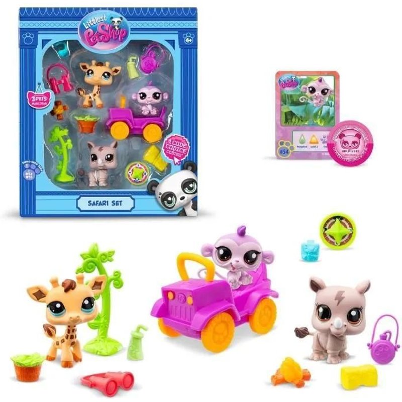 Bandai - Littlest Pet Shop - Pack Safari - 3 Animaux Et Accessoires - Bf00524