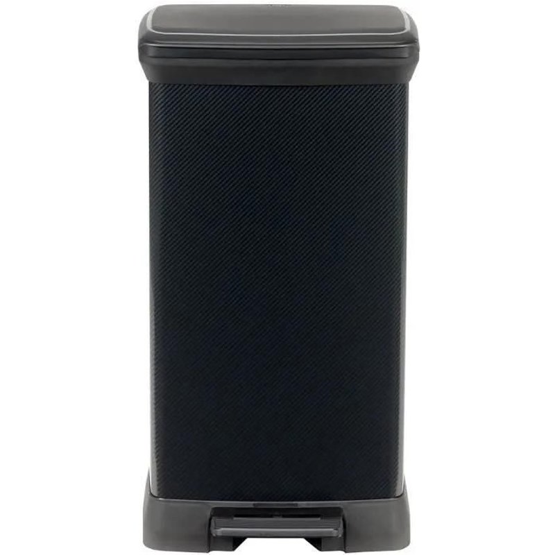 CURVER Decobin Poubelle a pédale rectangulaire - 50 L - Noir carbone