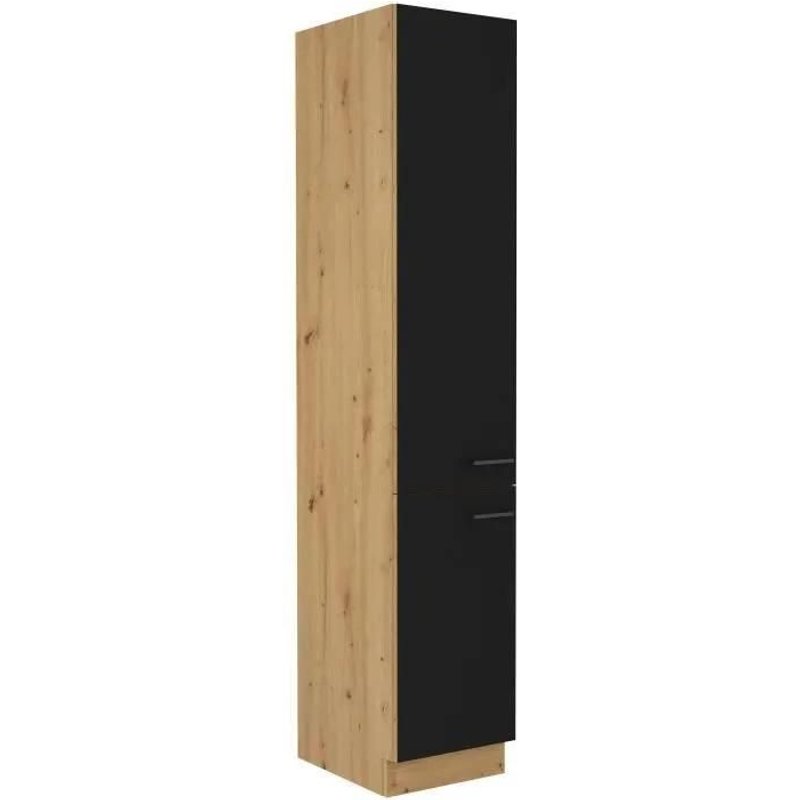 Colonne - Modena - 40 Cm - 2 Portes - Chene Artisan Et Noir Mat - Cuisinier