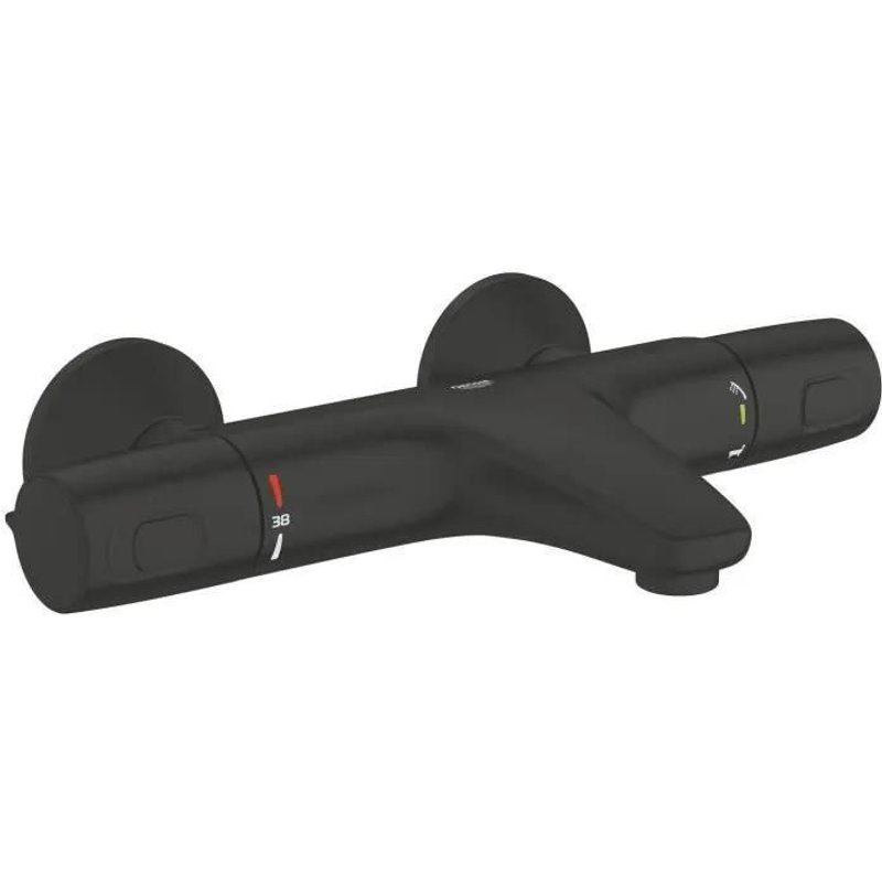 Mitigeur thermostatique bain/douche - GROHE Precision Trend - 1022162432 - Noir mat - Montage mural apparent - Economie d'eau