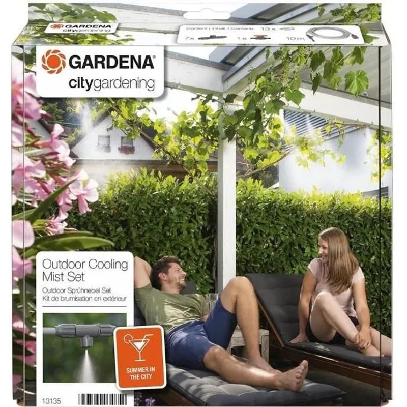 Kit brumisateur pour terrasses et balcons GARDENA 13135-20 - permet de rafraîchir l'air lors des chaudes journées d'été