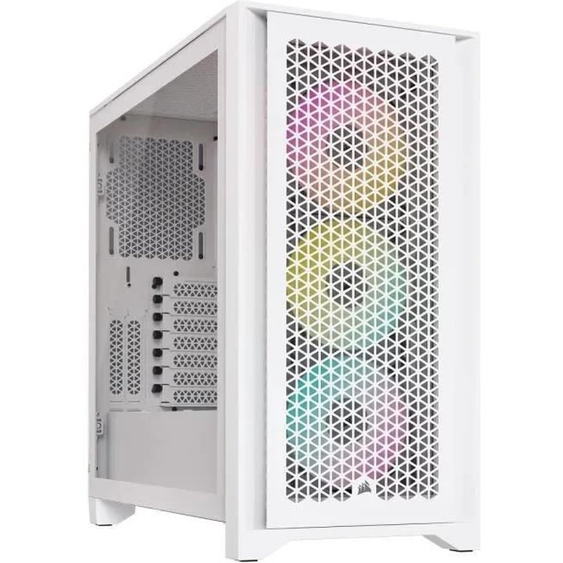 Boitier PC Moyen Tour E-ATX Corsair iCue 4000D Airflow RGB avec panneaux vitrés - Blanc