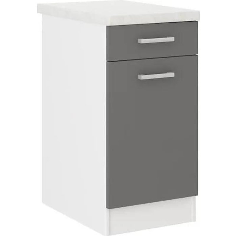 Ultra Meuble Bas De Cuisine L 40 Cm Avec Plan De Travail Inclus - Gris