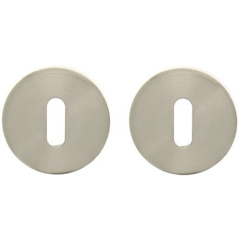 Paire de rosaces de fonction rondes - acier nickelé mat -diamètre 48mm - à condamnation CADAP