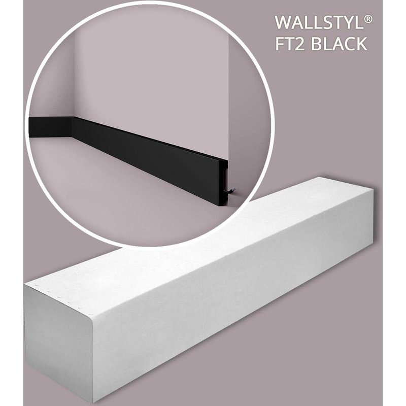 NMC FT2 BLACK-box WALLSTYL Noel Marquet 1 carton 17 pièces Plinthe Moulure frise design moderne noir 34 m