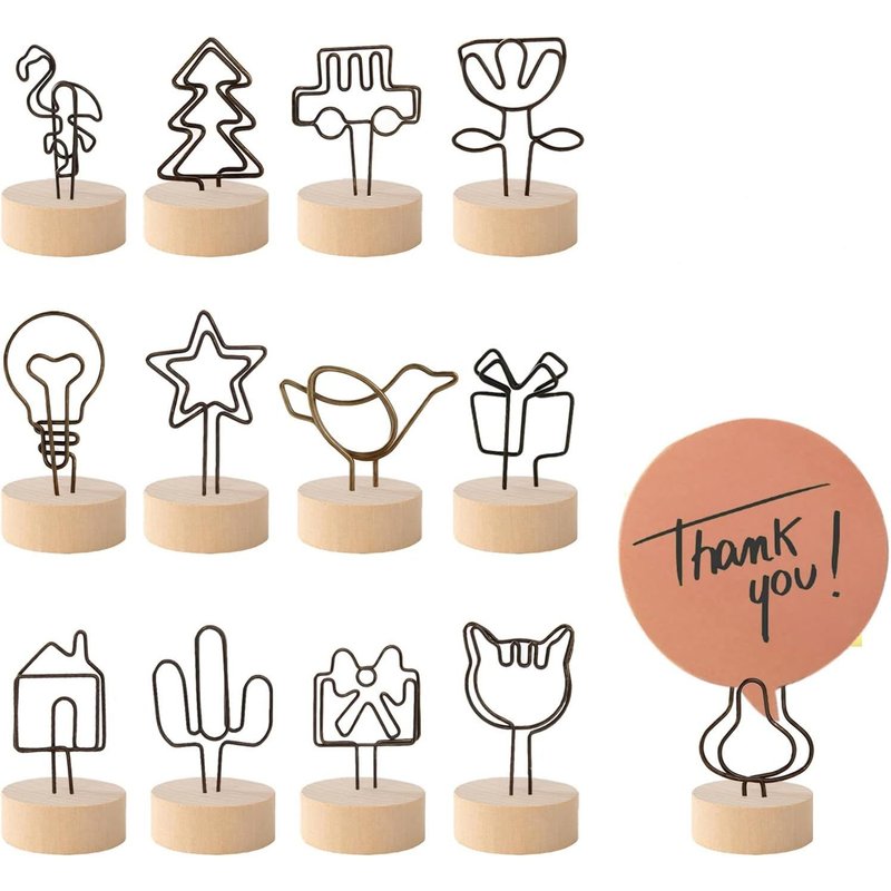Pince Mémo, Memo Clip Support 13 Pièces Support Photo Pince Base En Bois Porte-Memo Clips Carte Note Table Support Pour Décoration De Mariage Fête Photo Maison