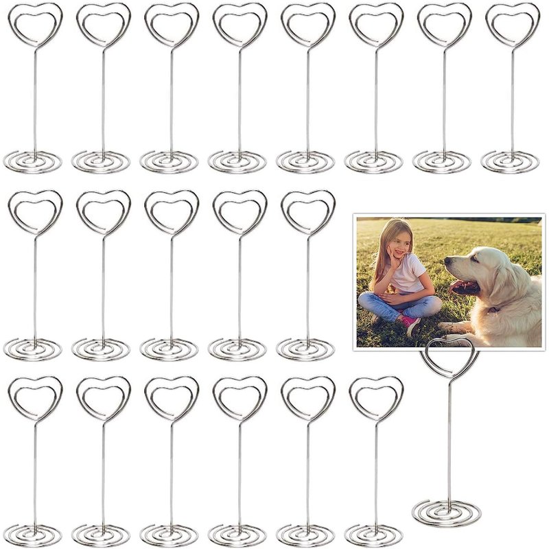 Supports De Numéro De Table, (Argent) 25 Pcs Porte Carte Numéro De Table Pour Les Mariages Les Bureaux Les Notes Les Photos, Table Numéro Porte Cartes Adopte Un Design En Forme De C¿Ur