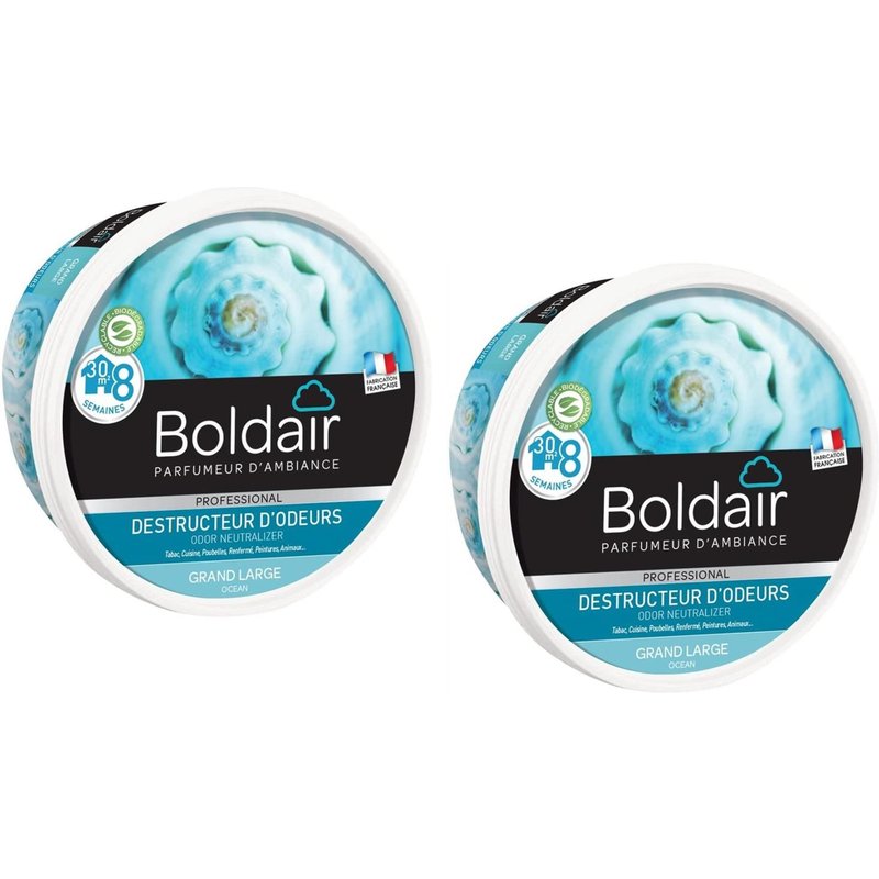 Boldair Lot de 2 Pots Gel destructeurs d'odeurs 300g 8 semaines Grand Large