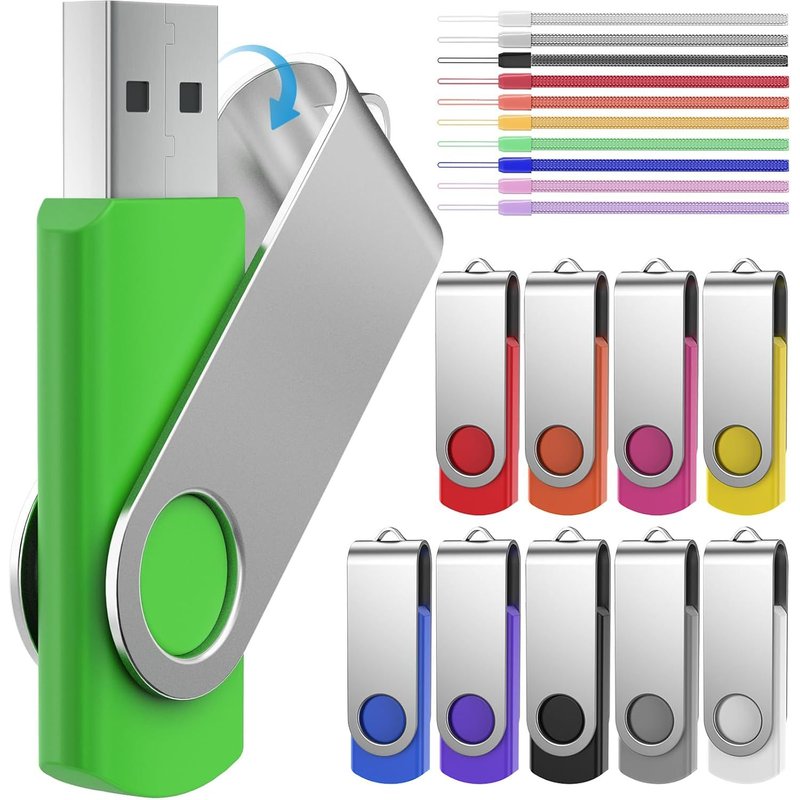 Clés USB 64 Go 10 Pcs Pen Drives Portable USB 2.0 - Swivel 64 Go Pendrive Clés USB Bon marché Clé USB - Multicolore USB 2.0 Flash Drives 64 Giga USB Flash Drive Gift