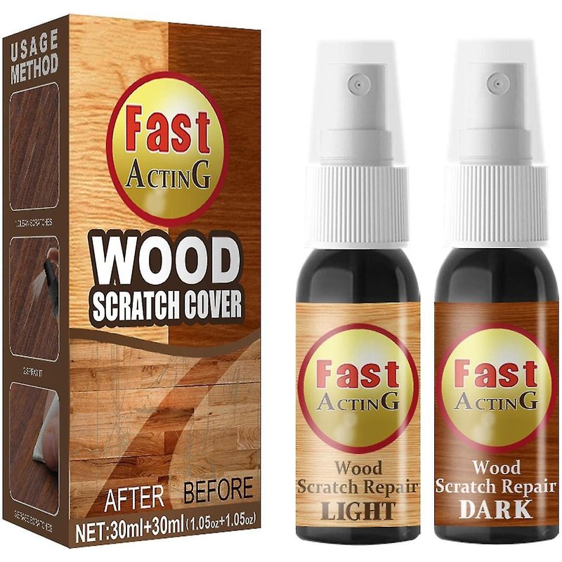 Spray De Dissolvant De Rayures En Bois, Kit De Réparation De Meubles En Spray De Nettoyant De Contact De Plancher De Bois Pour La Finition De Cirage (2pcs)