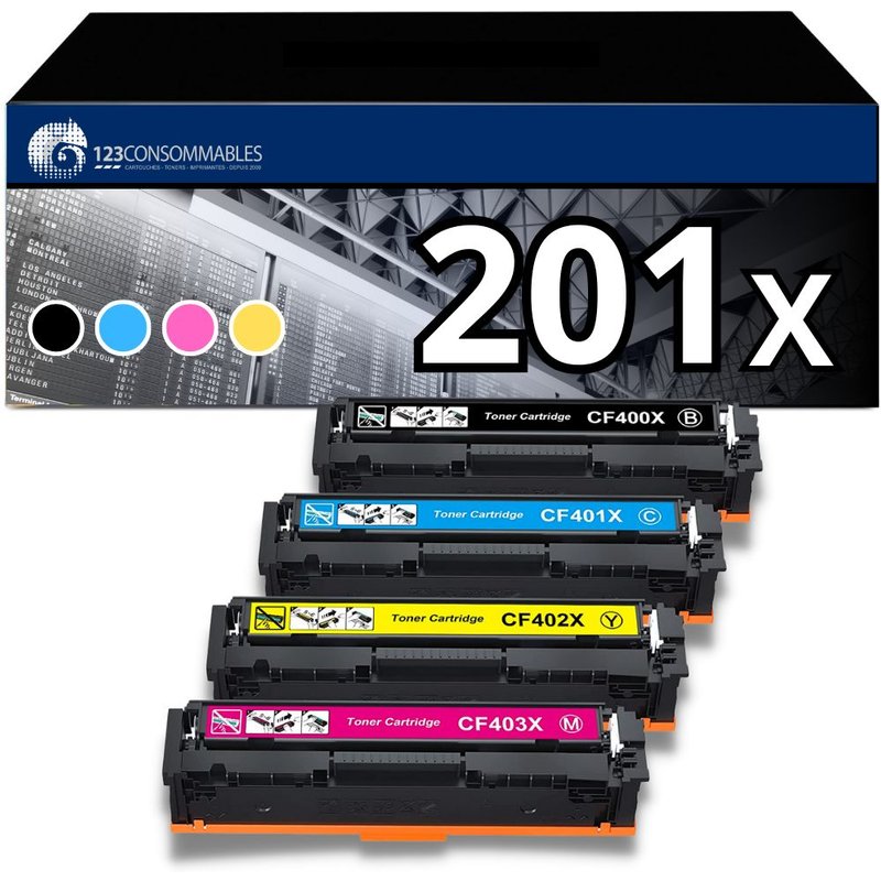 123CONSOMMABLES - Pack 4 toners compatible HP 201XL