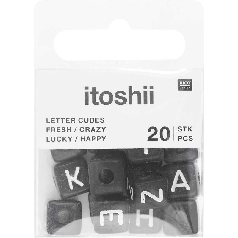 Itoshii Pack 20 Perles Ponii Noires Fresh Crazy Lucky Happy