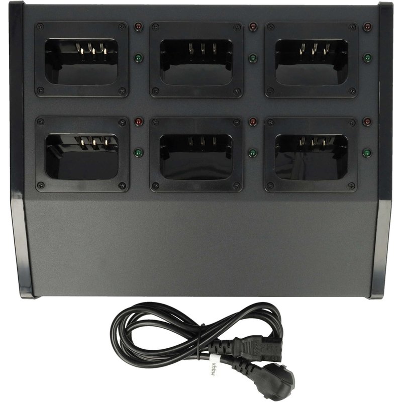 vhbw Chargeur 6 compartiments compatible avec Kenwood TK-3202L-U16P batteries de radio - Socle + Alimentation, 9 - 12 V, 6 A
