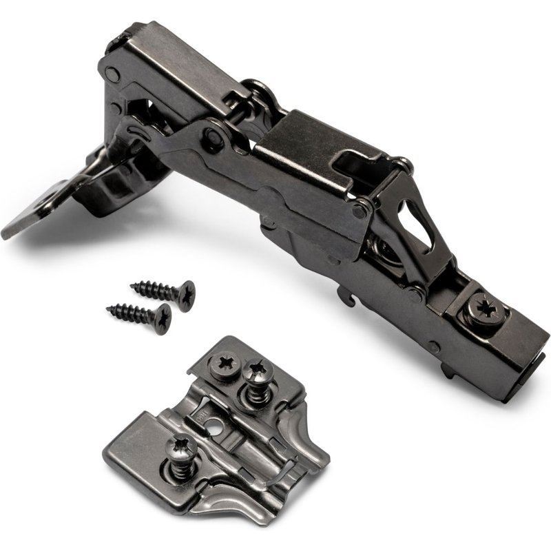 Emuca Charnière X91, D. 35 mm, droite pour montage en applique, fermeture amortie, ouverture 165º, avec embase Eurovis, Titane, Acier, 10 ut.