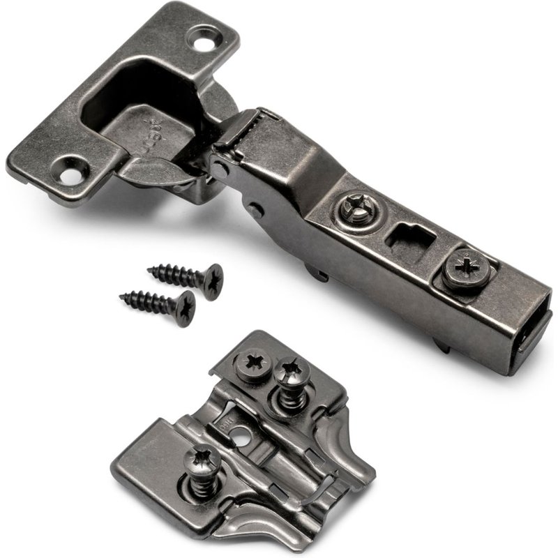 Emuca Kit charnière coudée X91 avec fermeture amortie et embase Eurovis, Titane, Acier, 20 ut.