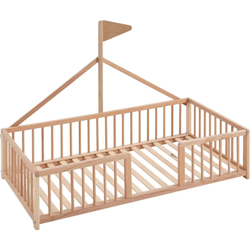 Apache Wonderland Montessori Teepee Lit D'enfant 140x70 En HĂȘtre Et Naturelle