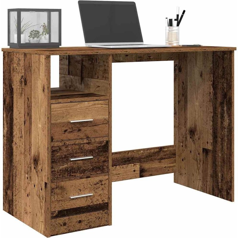 Vidaxl Bureau Vieux Bois 102x76x50 Cm Bois D'ingénierie