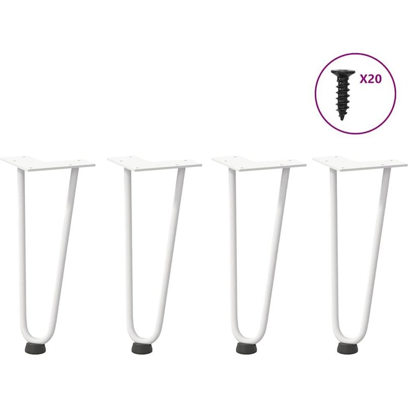 Vidaxl Pieds De Table En Forme D'épingle À Cheveux 4 Pcs Blanc 30 Cm