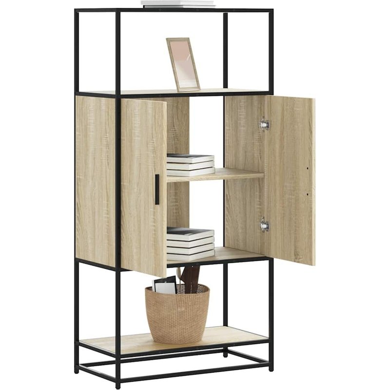 Vidaxl Buffet Haut Chêne Sonoma 68x35x139 Cm Bois D'ingénierie Métal