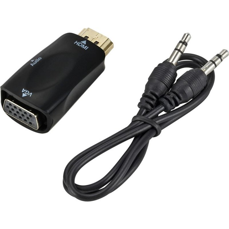 Convertisseur de câble HDMI vers VGA mâle vers femelle, adaptateur de conversion Jack 3.5mm Audio HD 1080P pour PC, tablette