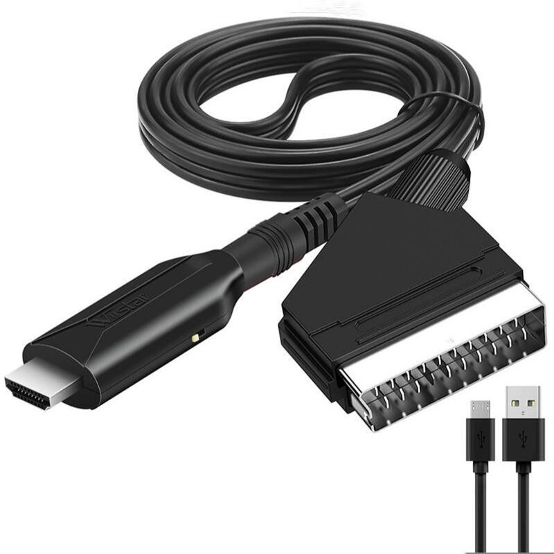 Convertisseur Péritel vers HDMI Adaptateur Péritel vers HDMI Tout-en-Un convertisseur vidéo Audio HD 1080P pour TVHD STB VHS Xbox PS3 Sky DVD Blu-Ray