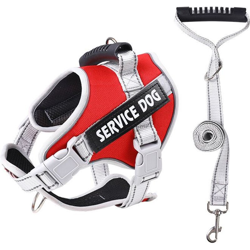 Harnais De Service Pour Chien K9,Avec Étiquette D'identification E,Réglable,Gilet Pour Chien,Laisse Pour Grands Chiens,Accessoires D'entraînement En Plein Air - Type Red Plus Belt-Xl
