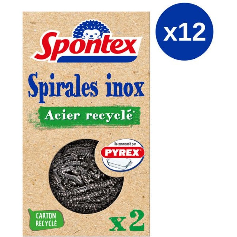 Pack de 12 - Spontex - 2 Spirales acier recyclé