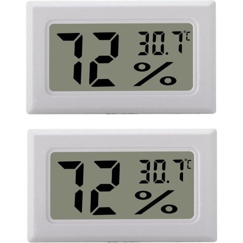 Mini Hygromètre LCD / Thermomètre Blanc Paquet de 2