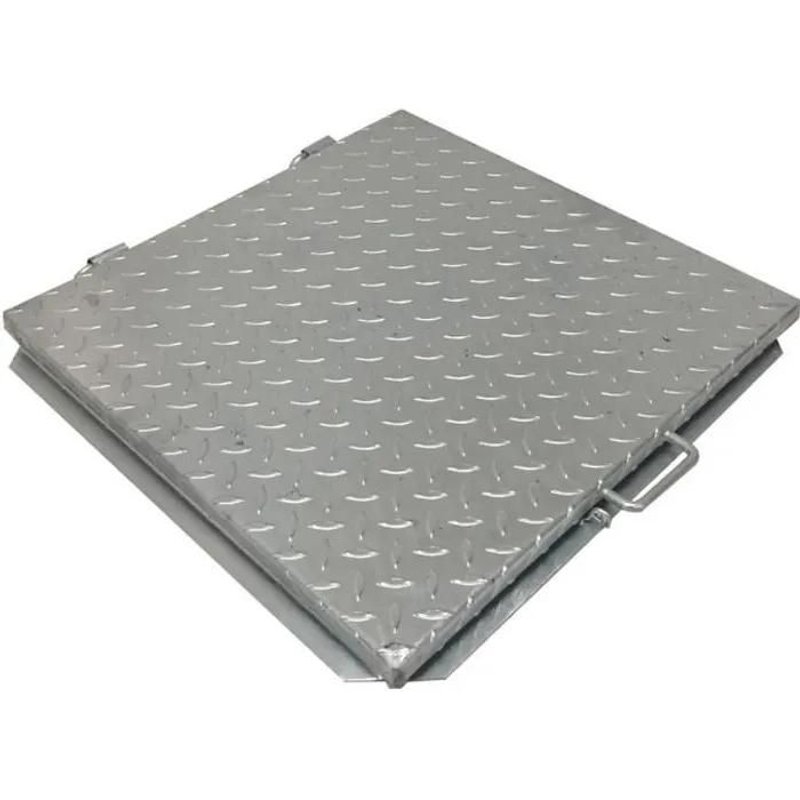 Couvercle de regard pour cuve en acier galvanisé et larmé, 70x70 cm