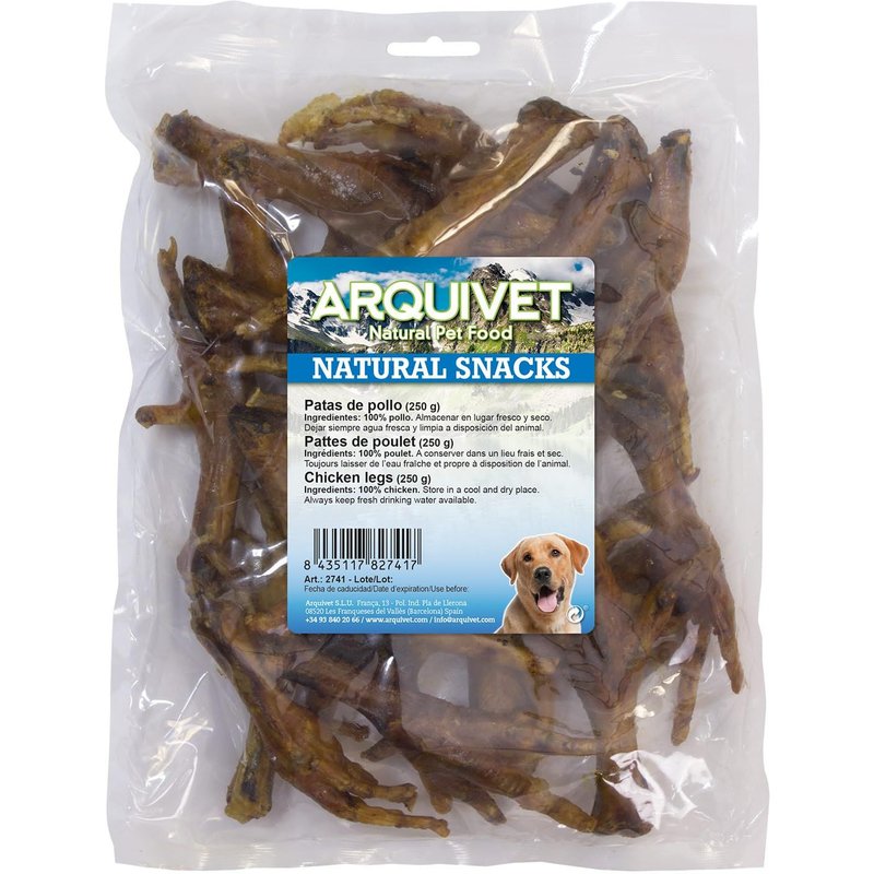 Arquivet Pattes De Poulet - Sachet 250 G - Snacks De Chien Croustillant - Aliments Complémentaires - Récompenses Canines