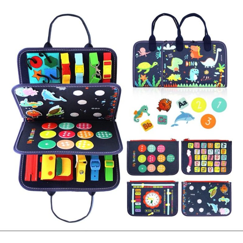 Busy Board Jouet Montessori Pour Bébé De 1, 2, 3 Et 4 Ans - Jouets D'activité Et De Développement Pour Enfants, Jouet De Voyage Pour Avion Et Voiture, Pour Garçons Et Filles (Bleu/P4)