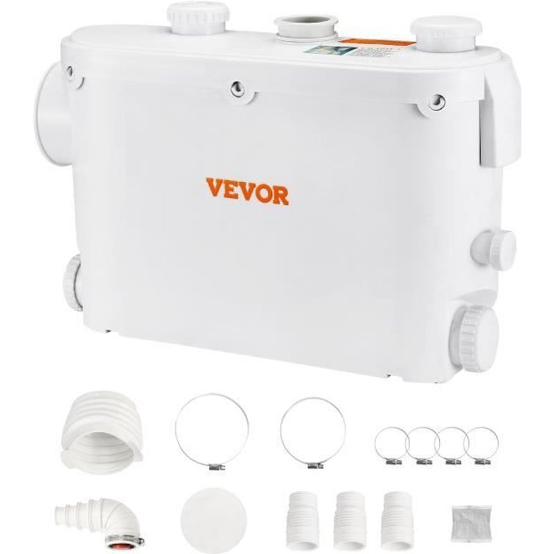 VEVOR Broyeur Sanitaire Station Pompe Relevage Eaux Usées 500W 8m 3 Entrées Eau