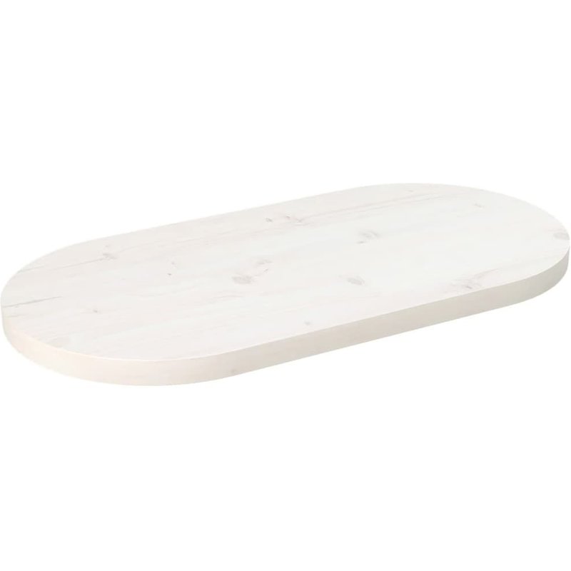 Vidaxl Dessus De Table Blanc 60x30x2,5 Cm Bois De Pin Massif Ovale