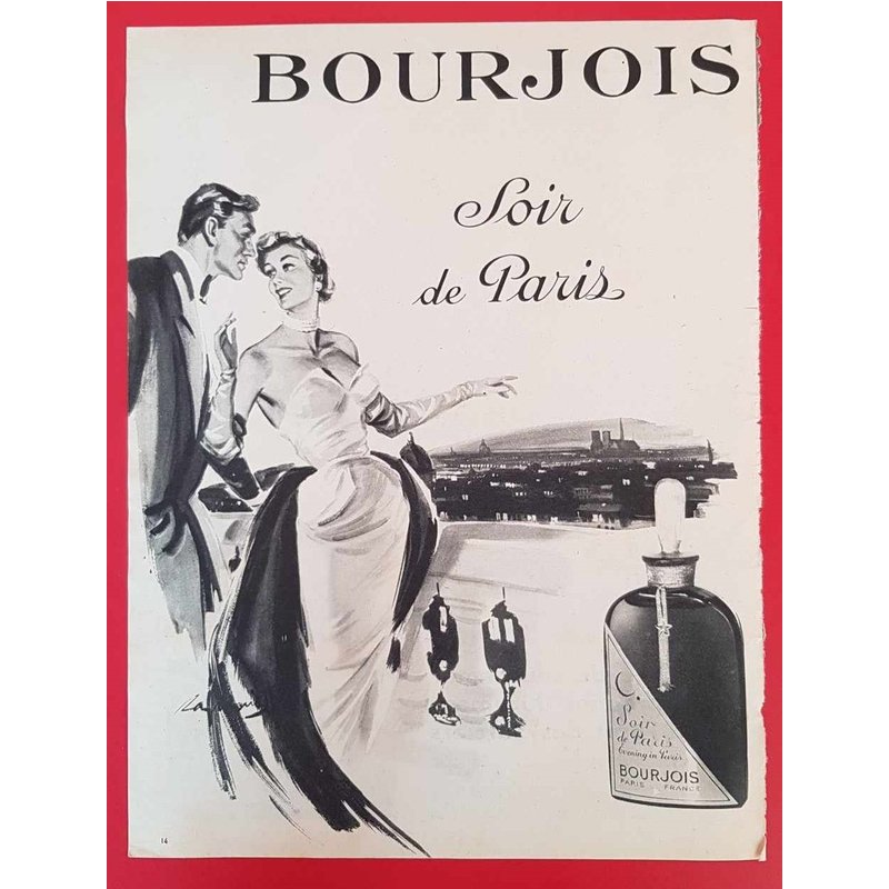 Affiche Publicitaire De Presse Bourjois - Soir De Paris (1953)
