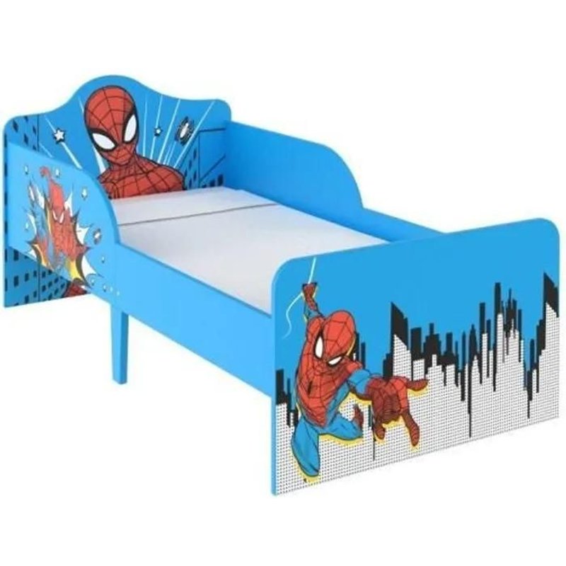 Lit Pour Enfants - Marvel - Spiderman - 75x143cm - Bois - Bleu