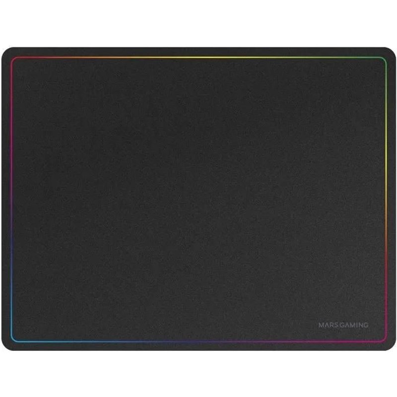 Mars Gaming MMP124, Tapis de souris Gaming 36x26cm, bord arc-en-ciel, Base Antidérapante, Surface Nanotextile, Noir